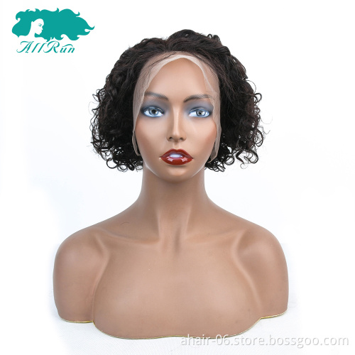 No Tangle No Shed Soft And Smooth Brazilian Human Hair Short Curly Wigs , Natural Color Swiss lace Short Curly Wigs